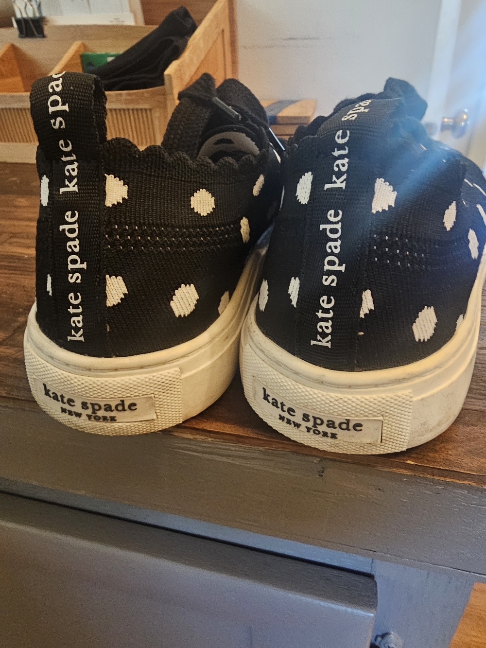 Kate Spade Black & White Polka Dot Slip-On Sneakers - Picture 6 of 6